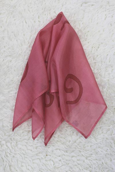 Defne&Apollon İpekçilik 100% Pure Silk Hand Painting Square Scarf - 55 X 55 Design - Pink