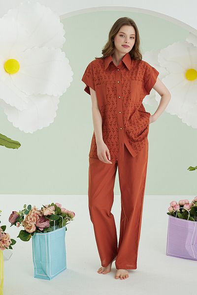 NBB Tile Hole Front Button Pajama Set
