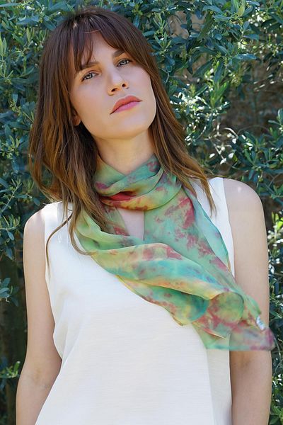 Defne&Apollon İpekçilik 100% Silk Tie Dyeing Scarf 35X140 cm - Color Explosion