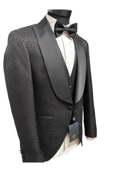 OEM Men's formal suit, Slim fit, 5 pieces, Black, Alberto Grande