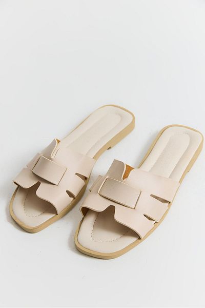 Raneel Kazançlı Alışveriş Comfortable Sole Open Front Women's Slippers Cream