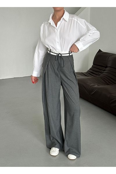 My Blog Anthracite Rope Belt Detailed Design Trousers - 3576
