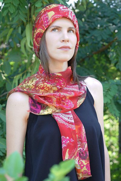 Defne&Apollon İpekçilik 100% Silk Print Scarf - Passionate Pattern