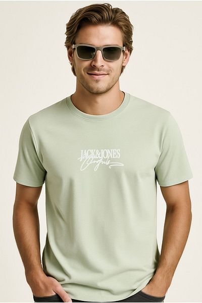 Jack & Jones Ανδρικό μπλουζάκι με λογότυπο Crew Neck με στάμπα πράσινο