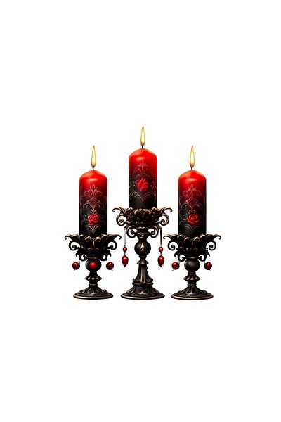 INOVATIX Set of 8 pieces, Sticker Candles with vintage black red holders, INOVATIX®. 6 cm