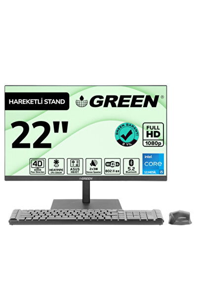 Green Gx622 Intel Core I5 12400 Işlemci 16gb Ddr4 Ram 512gb M2 Ssd 22" Fhd Freedos Siyah All In One
