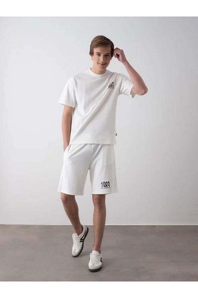 Zekids Boy's 1983 Written Cotton Oversize T-Shirt Shorts Set