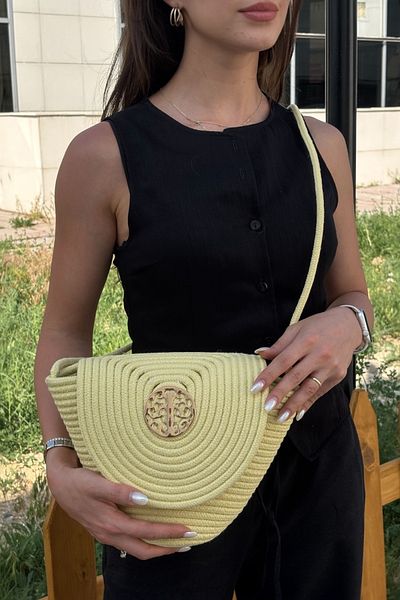 MaVaux Lunera Stylish Accessory Λεπτομερής ψάθινη τσάντα, μπροστινή λεπτομερής τσάντα χιαστί, casual & καλοκαιρινό στυλ