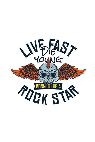 INOVATIX Set de 8 piese, autocolant Live Fast Die Young Born To Be A Rock Sta...