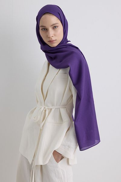 FENZA SCARF Paris Silk Eggplant Purple Color Cotton Shawl