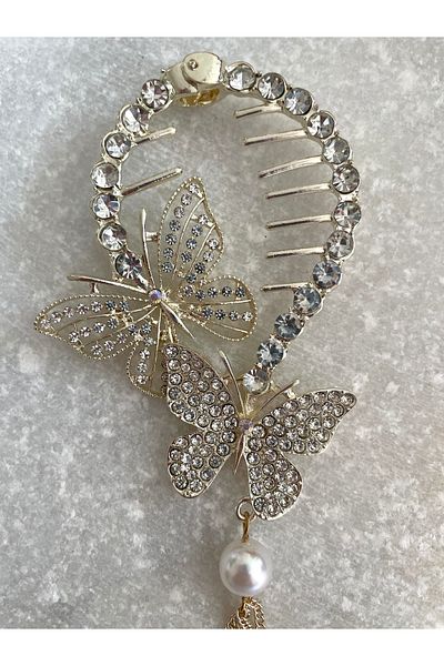 By Selen Suyolcu Zircon Stone Bun Buckle with Hanging