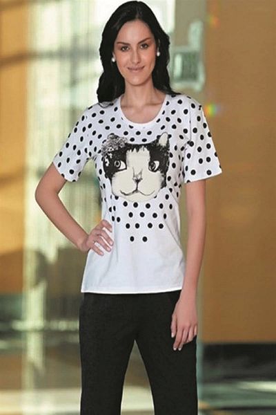 ALFA AKSESUAR 03 Berrak Cat Printed Capri Suit 2465