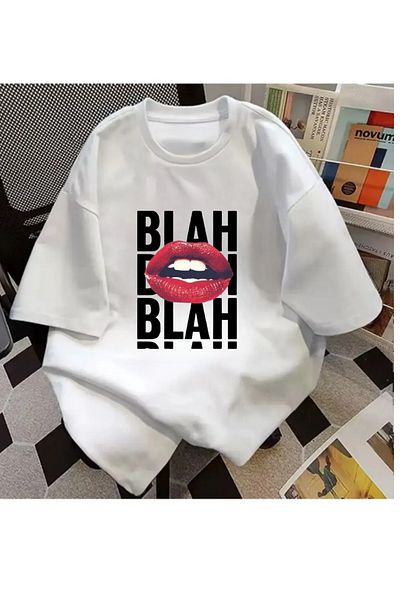 Touz Moda Blah Blah Blah Printed Unisex Oversize T-Shirt