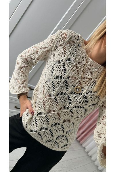 Luq Women's Openwork Blouse Spanish Sleeve