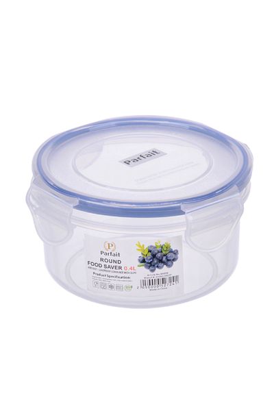 Parfait Round Airtight Leak-Proof Food Container Clear and Blue 0.4 Liter