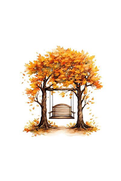 INOVATIX Set de 8 piese, autocolant Leagăn între doi copaci de toamnă, INOVAT...