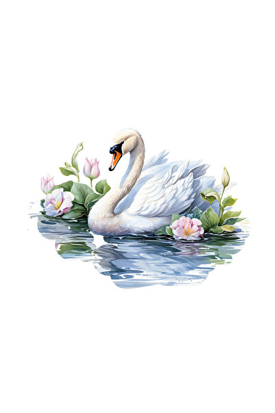 INOVATIX Set de 8 piese, autocolant Lebădă albă pe lac transparent, INOVATIX®...