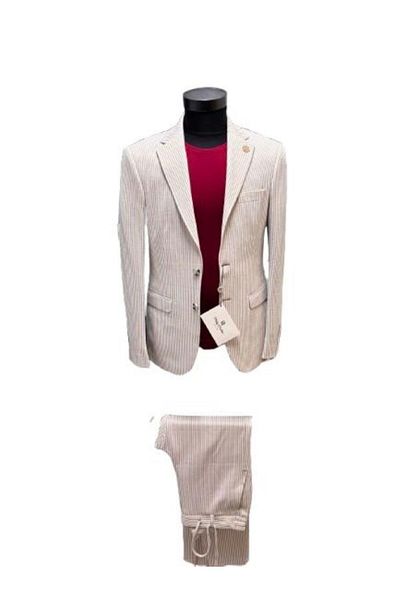 OEM Men's Slim Fit Suit, Philip Guston, Striped Pattern