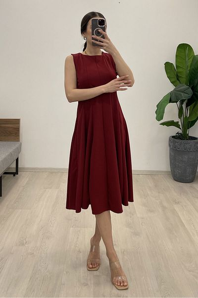Nazline Rochie midi pliată fără mâneci cu decolteu