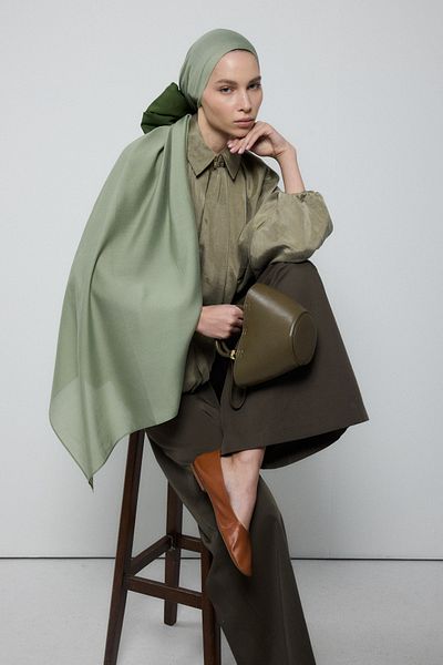 FENZA SCARF Paris Silk Mint Green Color Cotton Shawl