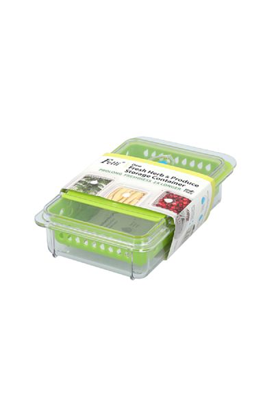 Felli Dew Fresh Herb and Produce Storage Container Green and Clear