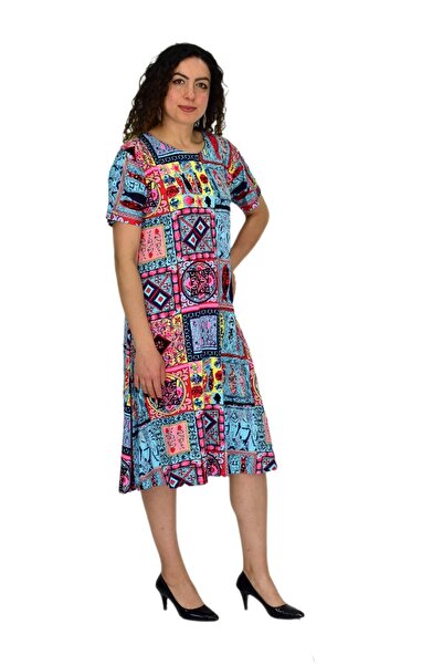 BAGLAN Γυναικείο κοντομάνικο φόρεμα Lycra Viscose BGL-ST04671