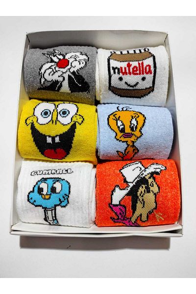 SOYTEMİZ Unisex Patterned College Socks 6 Pairs