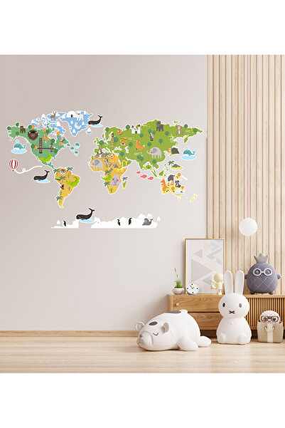 Tekin Store Sevimli Dünya Haritası Çocuk Odası Sticker