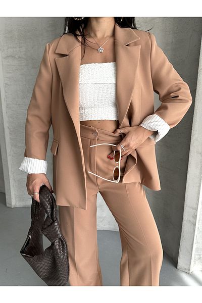 MYGİYİMİSTANBUL Blazer Jacket wide leg Pants Set