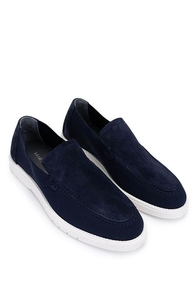 Tamer Tanca Men's Genuine Leather Navy Blue Casual Shoes