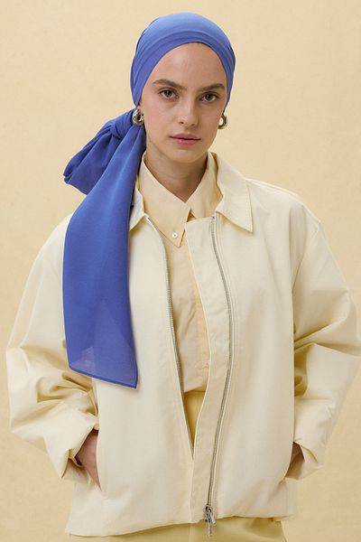 FENZA SCARF PARIS SILK SAKS ΜΠΛΕ ΧΡΩΜΑ ΒΑΜΒΑΚΙ ΣΑΛΙ