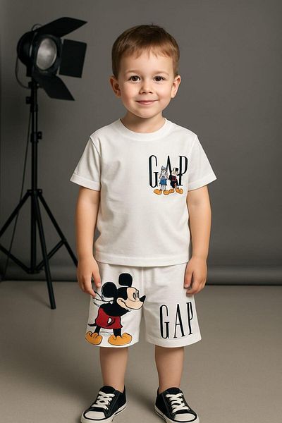 LittlePoffy طقم صيفي للأطفال من الأعلى والأسفل مع شورت مكون من قطعتين 100% قطن