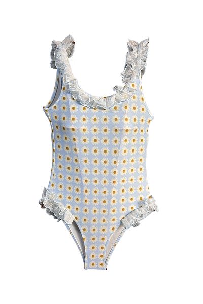 LOOK ME Daisy Patterned Lace Ruffle 50Uv Girls Swimsuit by Nessi Byrd
