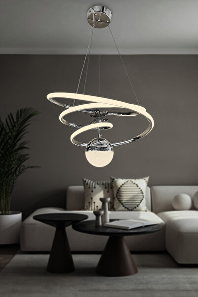 RSCOLLECTIONS Eylül Tek Toplu Büyük (3 mt) Modern Sarkıt Ledli Avize Kumandal...