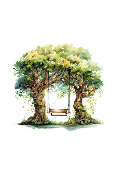 INOVATIX Set de 8 piese, autocolant Leagăn între doi copaci verzi, INOVATIX®....