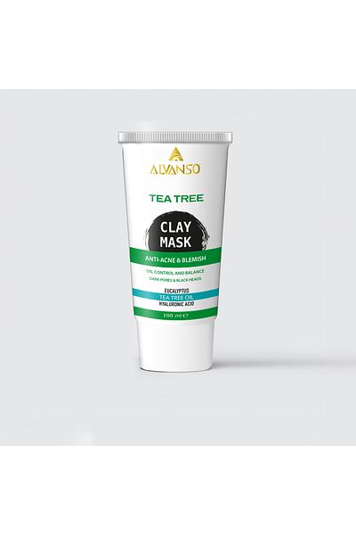 ALVANSO Tea Tree Clay Mask - Purifying and Detoxifying Facial Mask for Oily and Acne-Prone Skin