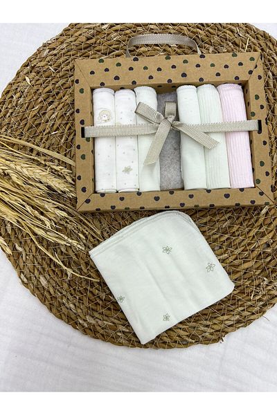 Caramell 100% Cotton 7 Pack Baby Mouth Wipes Little Lamb Patterned Organic // 1419 Green