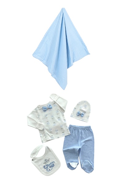 Avşar Baby 5-Piece Birth Set (Mother Baby Bag, Hospital Release Blanket, 10-Piece Wipes and 3-Piece Socks)