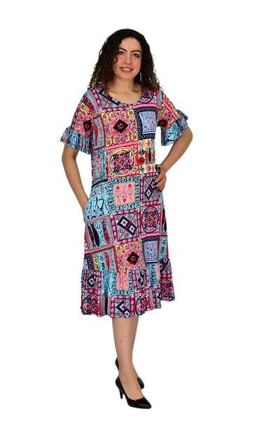 BAGLAN Γυναικεία κοντομάνικη φούστα Valon Lycra Viscose Φόρεμα BGL-ST04672