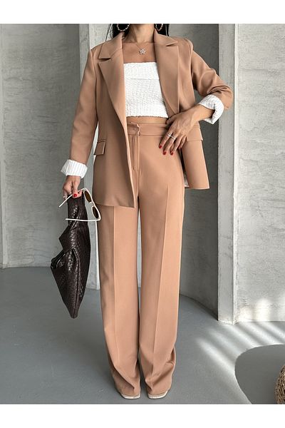 MYGİYİMİSTANBUL Blazer Jacket wide leg Pants Set