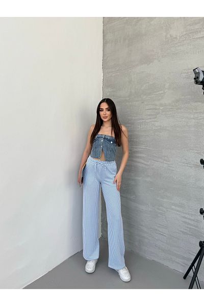 Ozy Fashion Waterway Striped Summer Blue Trousers