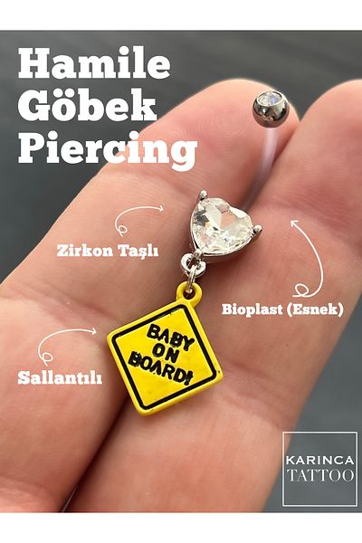Karınca Piercing Pregnant Piercing Dangle Belly Piercing Bioplast Baby on Board Gender Reveal Fresh Mom