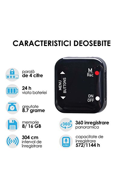 Minitechnics Professional Voice Recorder with Password and Settable Voice Activation, 16Gb Memory - 1144 hours - 1536 kbp