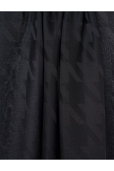 Kayra Goose Feet Pattern Jacquard Shawl Black