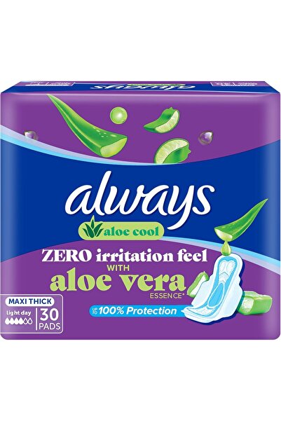 Always Cool Aloe Vera Pads for Light Days, 30 Maxi Thick Long Pads