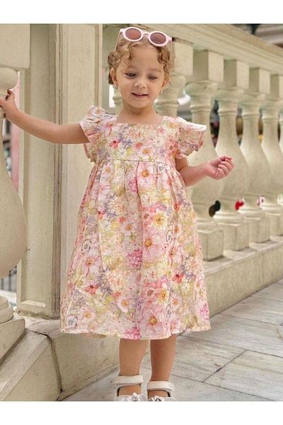 Zekids Girl's Floral Patterned Cotton Dress