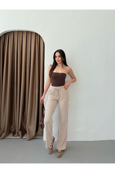 Ozy Fashion Waterway Striped Summer Brown Trousers