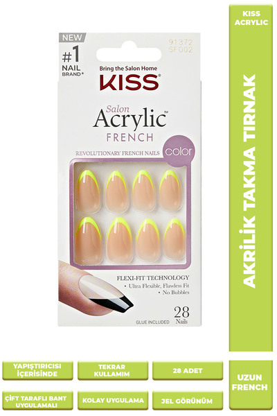 Kiss Acrylic Takma Tırnak Oval Yeşil French