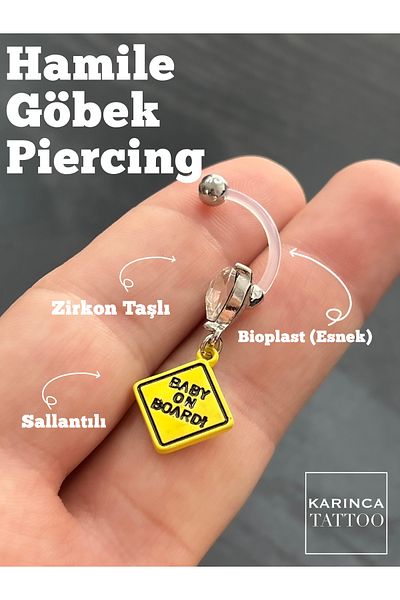 Karınca Piercing Pregnant Piercing Dangle Belly Piercing Bioplast Baby on Board Gender Reveal Fresh Mom