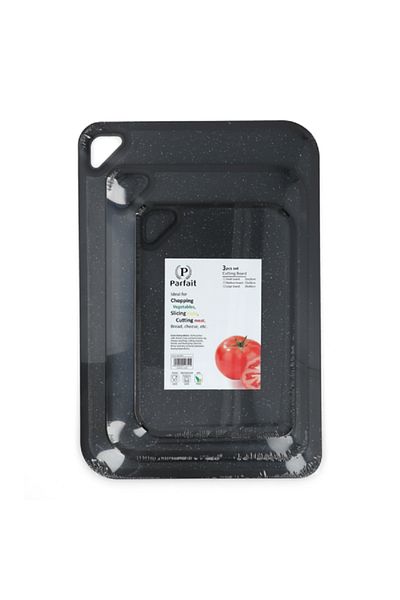 Parfait 3-Piece BPA-Free Dishwasher Safe Non-Slip Rectangular Cutting Board Dark Grey